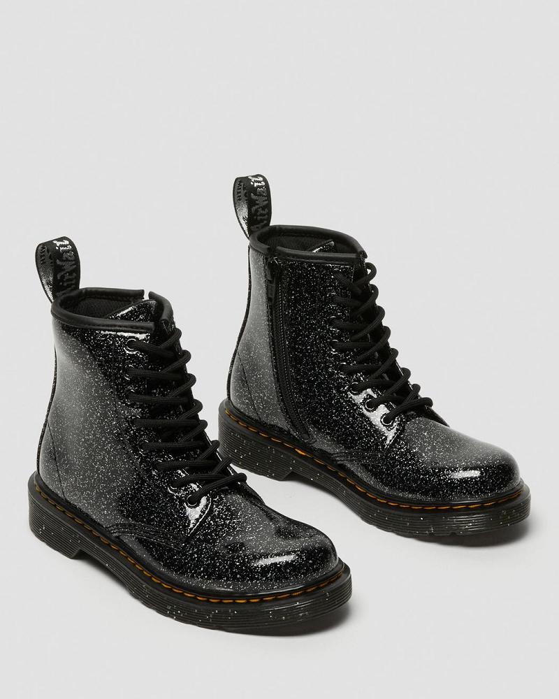 Kids' Dr Martens Junior 1460 Glitter Lace Up Boots Black | AU 676DFM